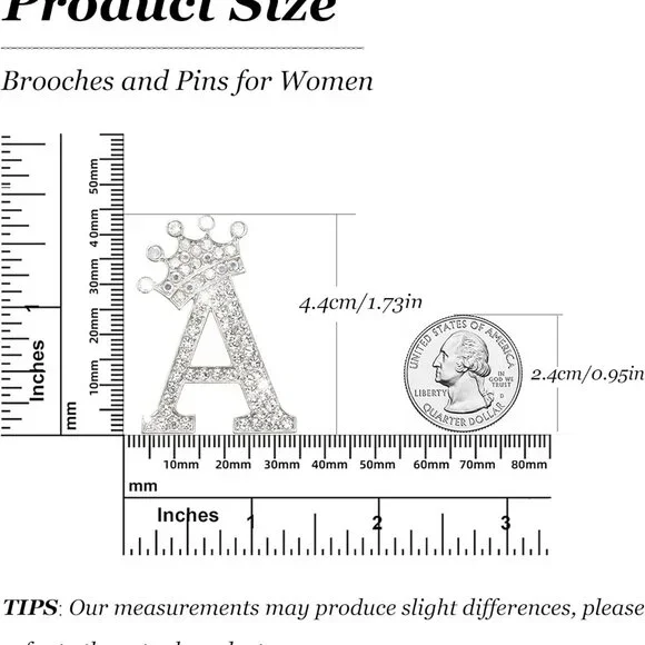 Brooches and Pins for Women Initial Brooch Pin Bag Charms Rhinestone Brooches fo - Picture 6 of 8